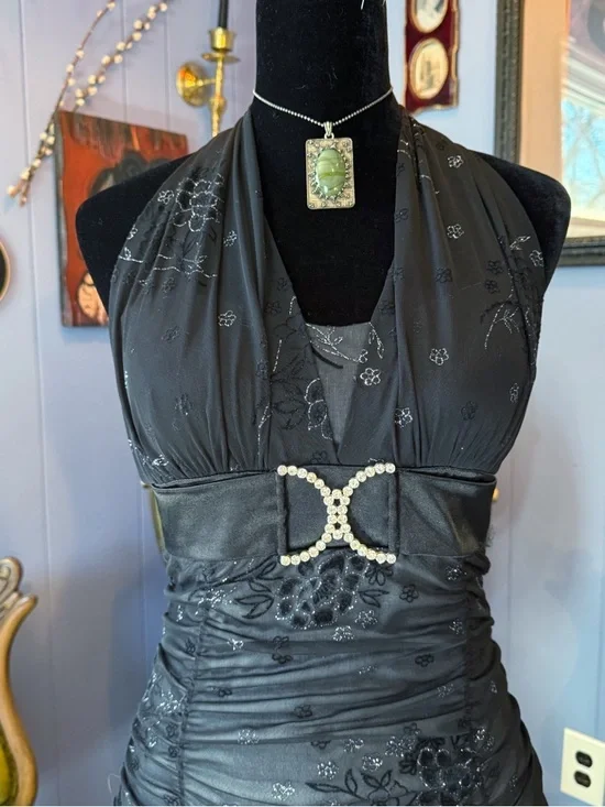 Vintage Y2K Taboo Asymmetrical Whimsigoth Witchy Fairy Halter Cocktail Dress - Picture 3 of 10